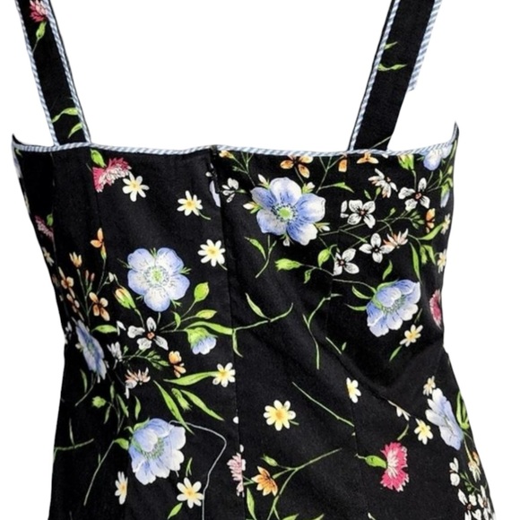 Tyler Boe Vintage Black Floral Knee Length Retro Sheath Dress Women's Size 12 - Picture 7 of 16